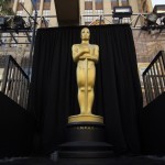 Feb 27, 2016; Hollywood, CA, USA;   Detail of a giant Oscar statue on the red carpet during setup for the 88th annual Academy Awards at the Dolby Theater. Mandatory Credit: Andrew P. Scott-USA TODAY NETWORK